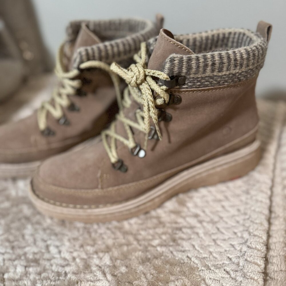 Born Tan Ankle Boots with Knit Cuff - Picture 3 of 5